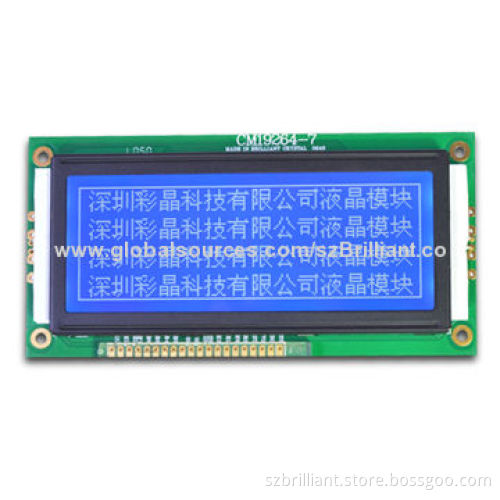 Graphics LCD Module, 192 x 64 Dots Matrix with Controller ST7920, STN Blue White, COB Style